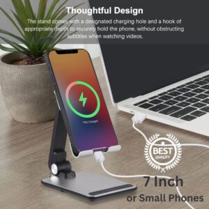 Foldable Cell Phone Stand Phone Holder for Desk with Angle Height Adjustable for Smartphones Tablets Silver