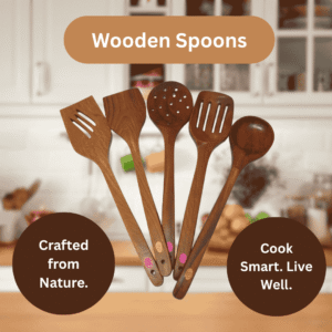 Wooden Kitchen Utensils Set - 5-Piece Cooking & Serving Tools