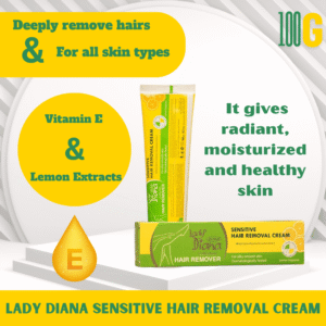Lady Diana Sensitive Hair Removal Cream with Vitamin E and Lemon Extracts, 100g
