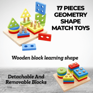 17 Pieces Geometry Shape Match Toys Cm Detachable And Removable Blocks For Upto 12 Months Age Group Kids